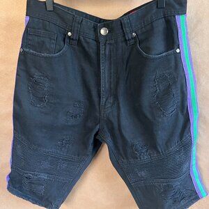 Makobi M757 MOTOBIKER Shorts With Side Taping - Black